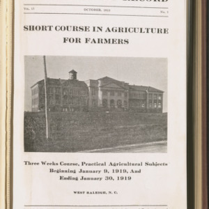 State College Record, Short Courses in Agriculture for Farmers, Vol. 17 No. 5, Oct 1918
