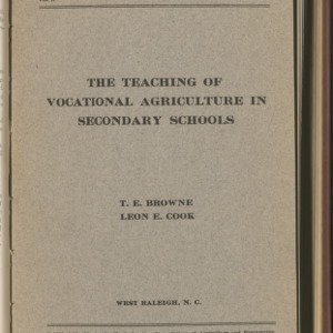 The Teaching of Vocational Agriculture in Secondary Schools (State College Record, Vol. 17 No. 6), Nov 1918