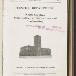 State College Record, Textile Department, Vol. 17 No. 9, Feb 1919