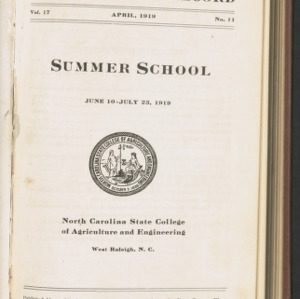 State College Record, Summer School, Vol. 17 No. 11, Apr 1919