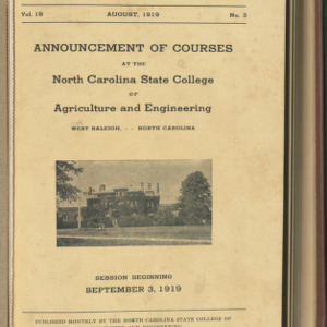 State College Record, Announcement of Courses, Vol. 18 No. 3, Aug 1919