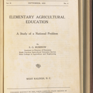 State College Record, Elementary Agricultural Education, Vol. 18 No. 4, Sept 1919