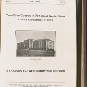 State College Record, Two-Year Course in Practical Agriculture, Vol. 19 No. 2, July 1920
