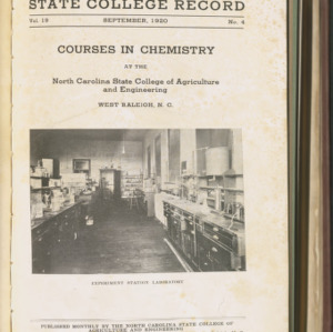 State College Record, Courses in Chemistry, Vol. 19 No. 4, Sept 1920