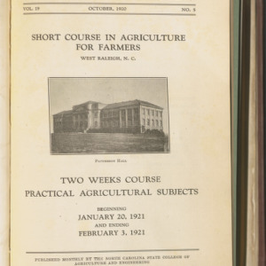 State College Record, Short Course in Agriculture for Farmers, Vol. 19 No. 5, Oct 1920