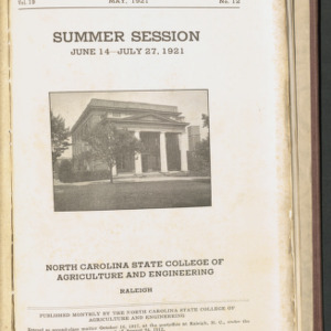 State College Record, Summer Session, Vol. 19 No. 12, May 1921