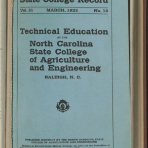 State College Record, Technical Education, Vol. 21 No. 10, March 1923