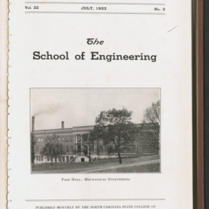 State College Record, The School of Engineering, Vol. 22 No. 2, July 1923