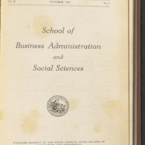 State College Record, School of Business Administration and Social Sciences, Vol. 22 No. 5, Oct 1923