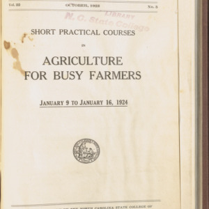 State College Record, Short Practical Courses in Agriculture for Busy Farmers, Vol. 22 No. 5, Oct 1923