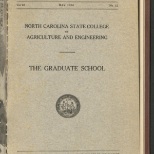 State College Record, The Graduate School, Vol. 22 No. 12, May 1924