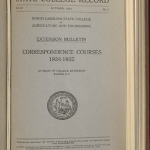 State College Record, Correspondence Courses, Vol. 23 No. 5, Oct 1924