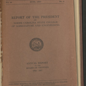 State College Record, Report of the President, Vol. 26 No. 6, June 1927