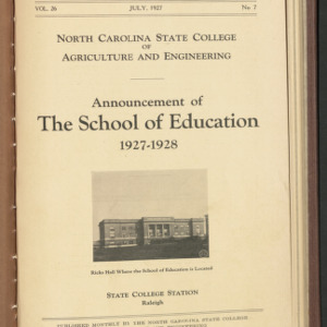 State College Record, Announcement of the School of Education, Vol. 26 No. 7, July 1927