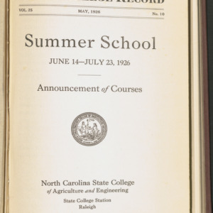 State College Record, Summer School, Vol. 25 No. 10, May 1926
