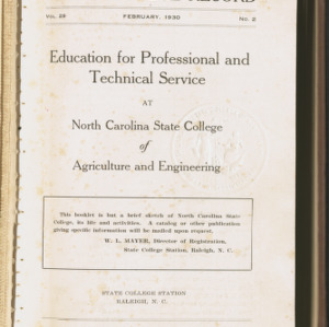 State College Record, Education for Professional and Technical Service, Vol. 29 No. 2, Feb 1930