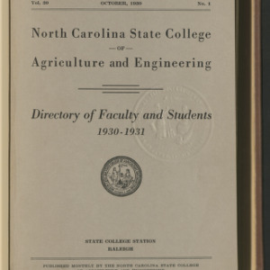 State College Record, Directory of Faculty and Students, Vol. 30 No. 1, Oct 1930