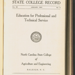 State College Record, Education for Professional and Technical Service, Vol. 30 No. 3, Jan 1931