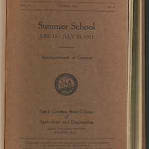 State College Record, Summer School, Vol. 30 No. 3, March 1931