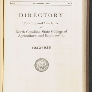 State College Record, Directory of Faculty and Students, Vol. 31 No. 8, Sept 1932