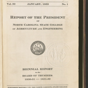 State College Record, Report of the President, Vol. 32 No. 1, Jan 1933