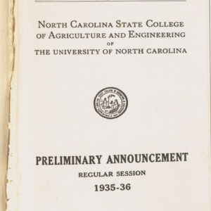State College Record, Preliminary Announcement Regular Session, Vol. 34 No. 6, April 1935