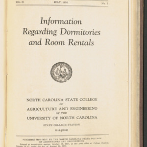 State College Record, Information Regarding Dormitories and Room Rentals, Vol. 35 No. 7, July 1936