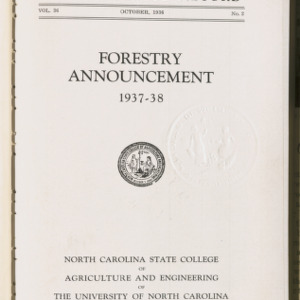 State College Record, Forestry Announcement, Vol. 36 No. 1, Oct 1936