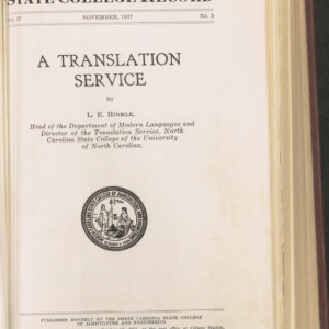 A Translation Service (State College Record, Vol. 37 No. 3), November 1937