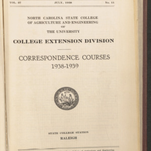 State College Record, Correspondense Courses, 1938-1939, Vol. 37, No. 11, July 1938