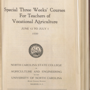 State College Record, Special Three Week Courses for Teachers of Vocational Agriculture, Volume 38 No. 6, June-July 1938