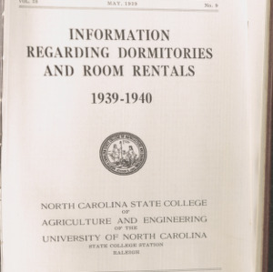 State College Record, Information Regarding Dormitories and Room Rentals, Volume 38 No. 9, May 1939