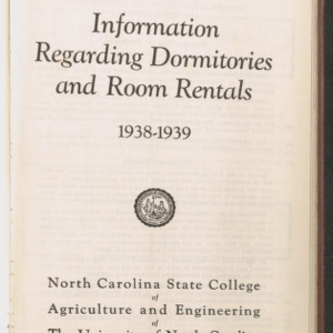 State College Record, Information Regarding Dormitories and Room Rentals, Volume 38 No. 10, May 1939