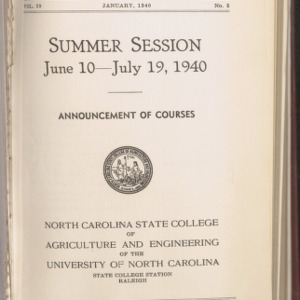 State College record, Summer Session June 10-July 19 1940 Announcement of Courses,  Vol 39 No. 5, January 1940