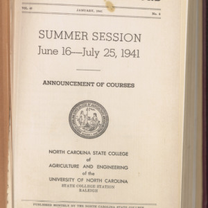 State College Record, Summer Session June 16--July 25 1941 Announcement of Courses,  Vol 40 No. 5, January 1941