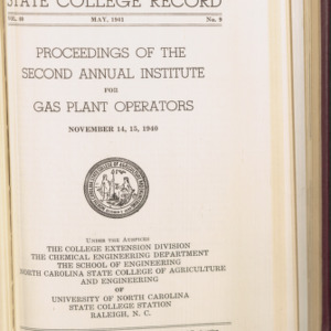 Proceedings of the Second Annual Institute for Gas Plant Operators (State College Record, Vol 40 No. 9), May 1941