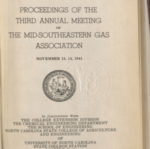 Proceedings of the Third Annual Meeting of the Mid-Southeastern Gas Association (State College Record, Vol 41 No. 1), December 1941