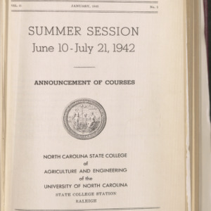 State College Record, Summer Session June 10-July 21 1942 Announcement of Courses,  Vol 41 No.2, January 1942