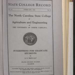 State College record, Suggestions for Graduate Students,  Volume 44 No. 6, February 1945