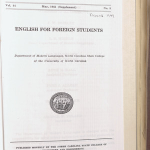 State College Record, English for Foreign Students, Volume 44 No. 9, May 1945