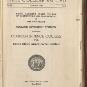 State College Record, Correspondence Courses for United States Armed Forces Institute, Volume 44 No. 2, October 1944