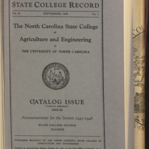 State College Record, Catalog Issue Announcements for the Sessions 1945-1946, Volume 45 No. 1, September 1945