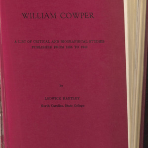 William Cowper a List of Critical and Biographical Studies Published from 1895 to 1949 (State College record, Vol 49 No. 6), February 1950