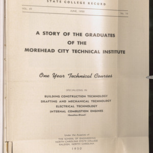 A Story of the Graduates of the Morehead City Technical Institute (State College record, Vol 49 No. 10), June 1950