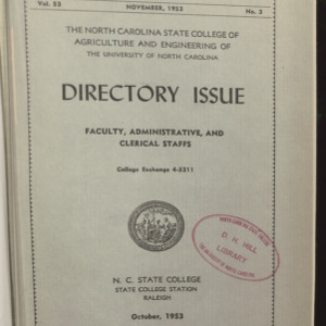 State College record, Directory Issue Faculty, Administrative, and Clerical Staffs, Vol 53 No. 3, November 1953