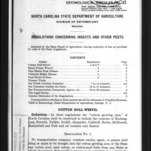 Entomological Circular No. 22 (Regulations Concerning Insects and Other Pests)