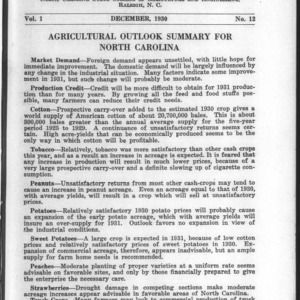 North Carolina Farm Business. December, 1930. Vol.1 No.12