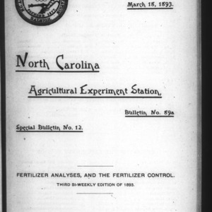 Fertilizer Analyses for 1893, Third Edition (Agriculture Experiment Station Bulletin No. 89a)