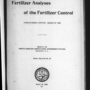 Fertilizer Analyses for 1895, Third Edition (Agriculture Experiment Station Special Bulletin No. 24)