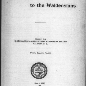 Agricultural Suggestions to the Waldensian (Agriculture Experiment Station Special Bulletin No. 28)